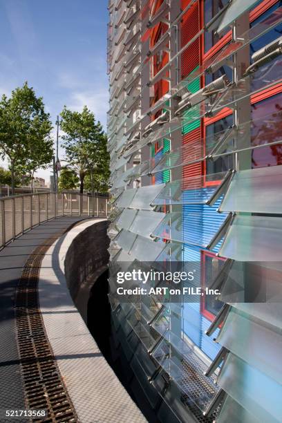 detail of torre agbar - postmodern stock pictures, royalty-free photos & images