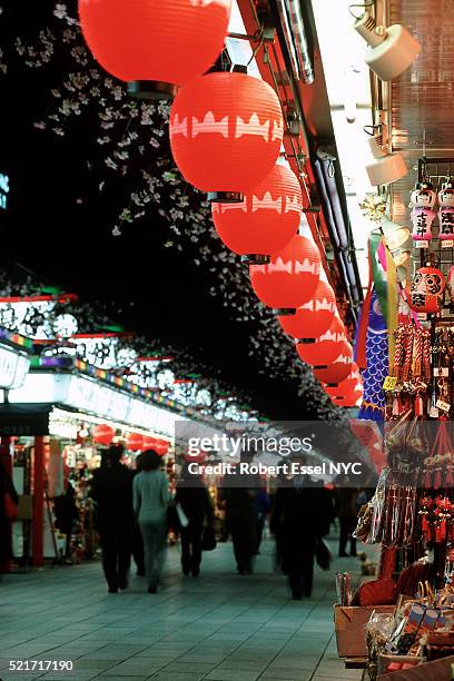 shopping mall in tokyo, japan - sensoji temple stock pictures, royalty-free photos & images