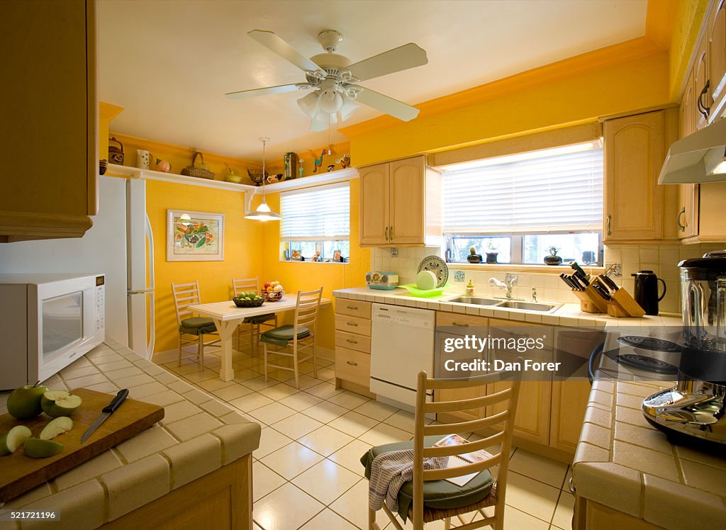 Bright Yellow Walls in Kitchen