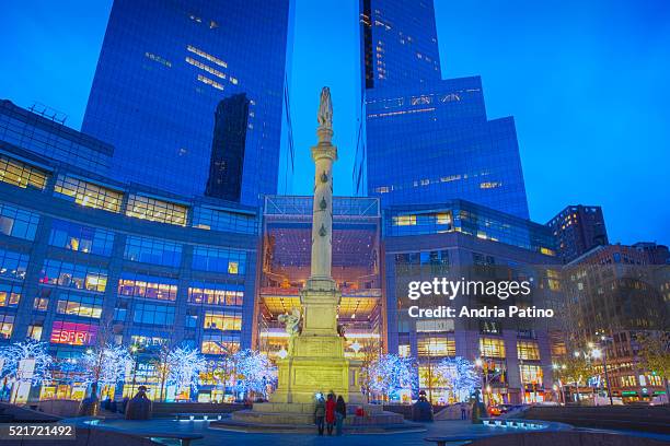 columbus circle, time warner center, new york - time warner center stock pictures, royalty-free photos & images