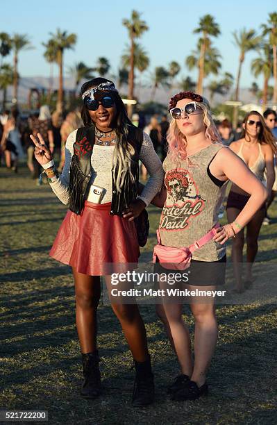 Music fan attends day 2 of the 2016 Coachella Valley Music & Arts Festival Weekend 1 at the Empire Polo Club on April 16, 2016 in Indio, California.