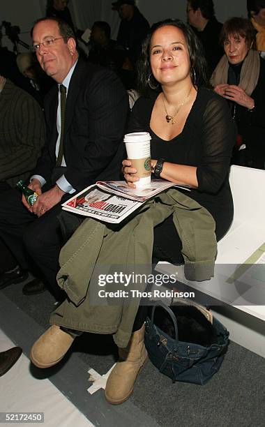 Sasha Char, fashion director at Allure magazine, attends the Jeffrey Chow Fall 2005 fashion show during the Olympus Fashion Week at Bryant Park...