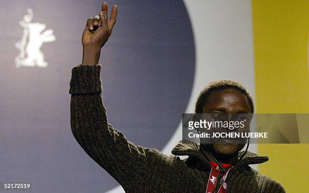 Actor Lomama Boseki gives a press conference 10 February 2005 in Berlin on the opening day of the International Berlin Film Festival, where he...