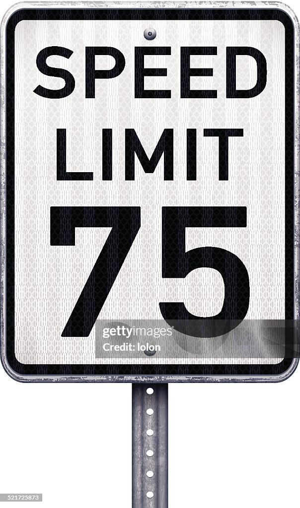 American maximum speed limit 75 mph road sign