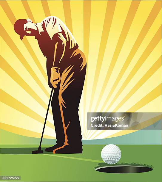 bildbanksillustrationer, clip art samt tecknat material och ikoner med golf player putting - putting golf