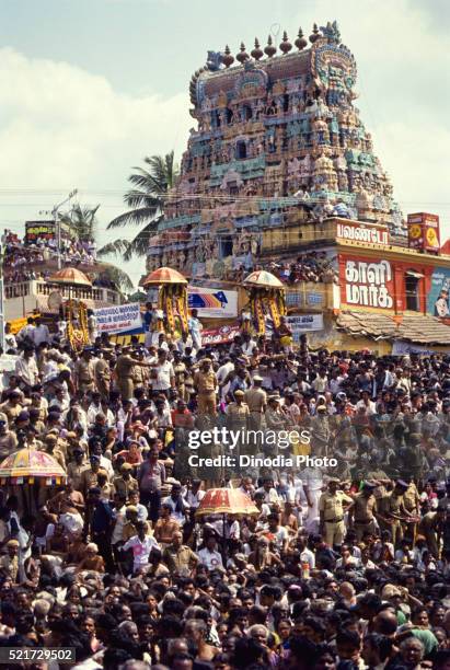 mahamakham mahamaham festival at kasi viswanathar temple gopuram at kumbakonam, tamil nadu, india mahamakham festival - uttar pradesh assembly stock pictures, royalty-free photos & images