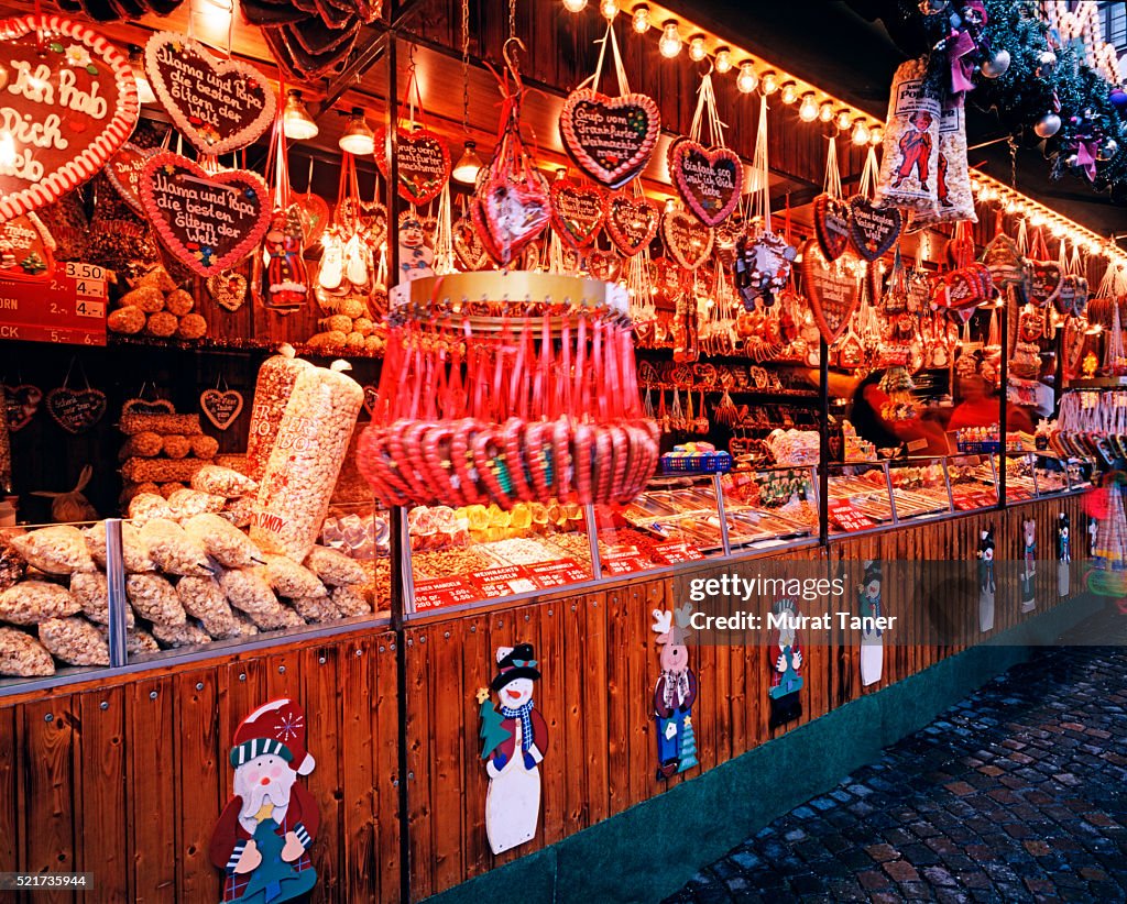 Christmas market stall in Frankfurt, Germany