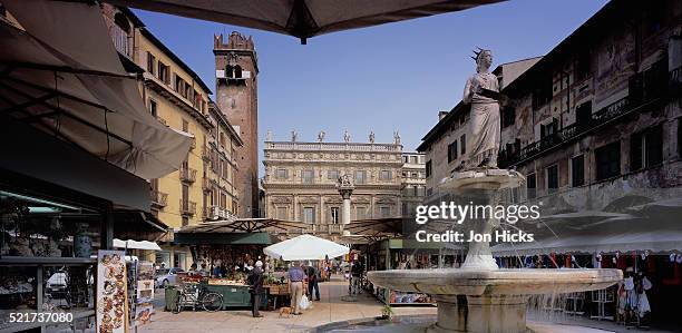 piazza delle erbe in verona - verona italy stock pictures, royalty-free photos & images