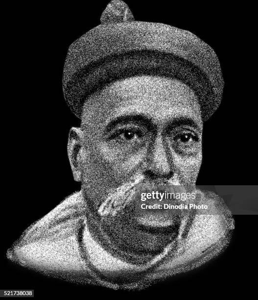 drawing of freedom fighter of india bal gangadhar tilak, india, asia - tilaka stock pictures, royalty-free photos & images