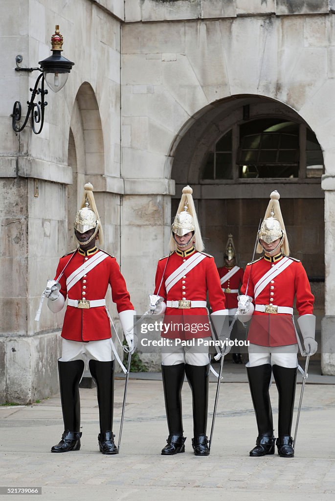 Royal Guards at the Horse Guards Parade in Whitehall, London, UK