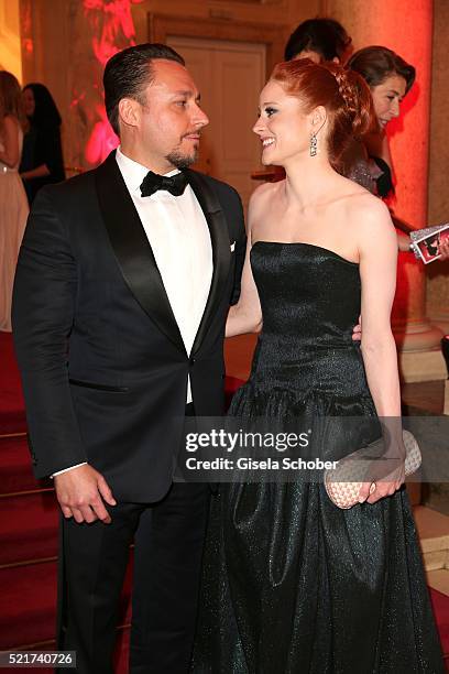 Barbara Meier and her boyfriend Klemens Hallmann during the 27th ROMY Award 2015 at Hofburg Vienna on April 16, 2016 in Vienna, Austria.