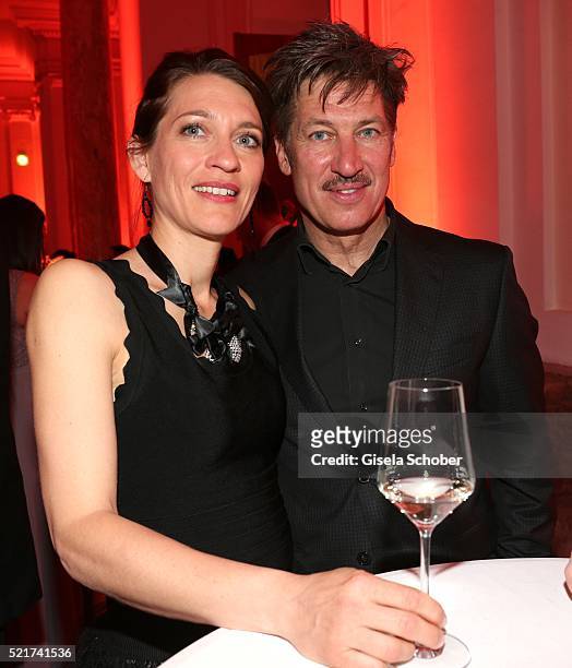 Tobias Moretti, his wife Julia Moretti during the 27th ROMY Award 2015 at Hofburg Vienna on April 16, 2016 in Vienna, Austria.