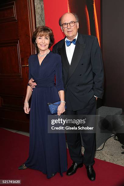 Thekla Carola Wied and her husband Hannes Rieckhoff during the 27th ROMY Award 2015 at Hofburg Vienna on April 16, 2016 in Vienna, Austria.