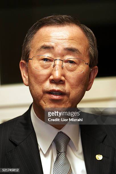 Secretary General Ban Ki-moon speaks during an interview on March 25, 2007 in Jerusalem, Israel.