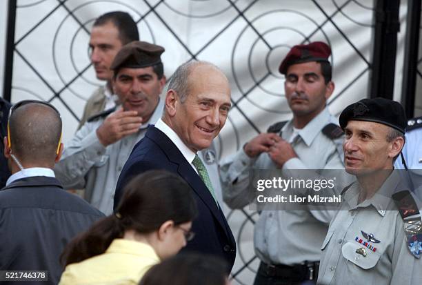 Israeli Prime Minister Ehud Olmert is seen during a ceremony on July 31, 2007 in Jerusalem, Israel.