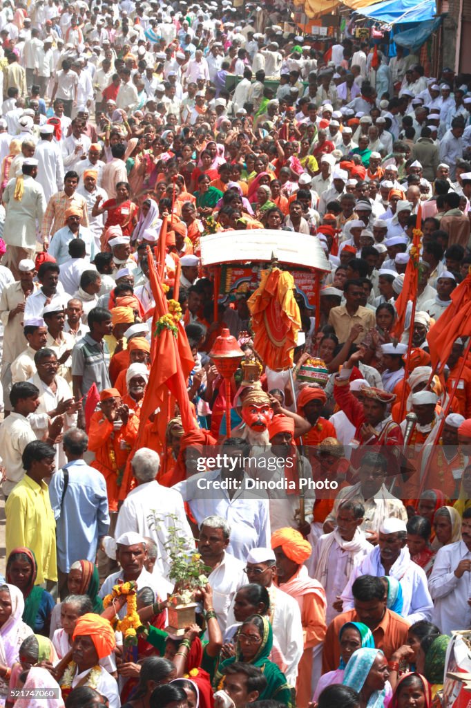 Varkari in Pandharpur on occasion of Ashadhi Ekadashi, district Solapur, state Maharashtra, India