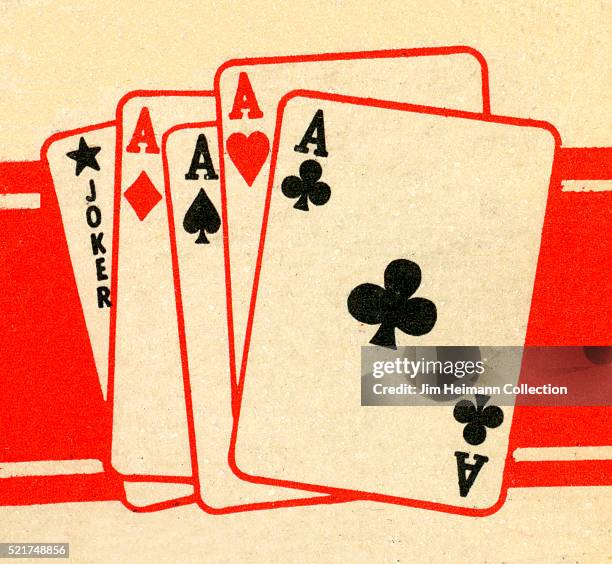 Matchbook image of four aces and a joker.