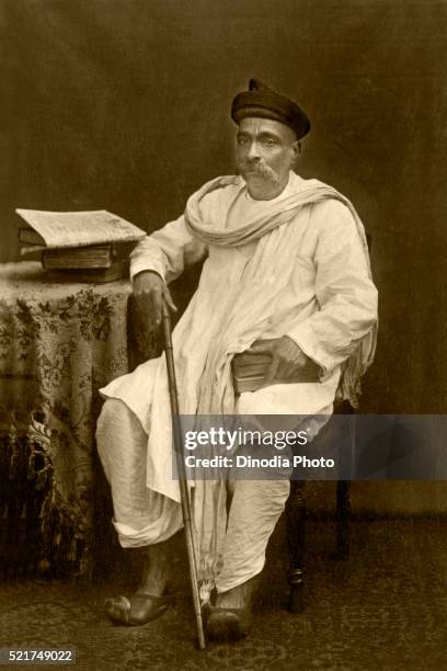 heritage, old picture postcard, lokmanya bal gangadhar tilak, india - birth anniversary of lokmanya bal gangadhar tilak stockfoto's en -beelden