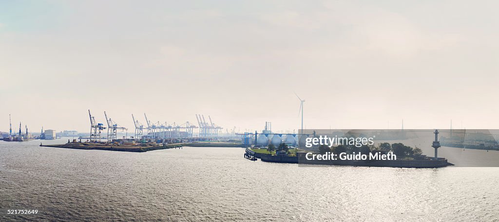 View over Hamburg port.