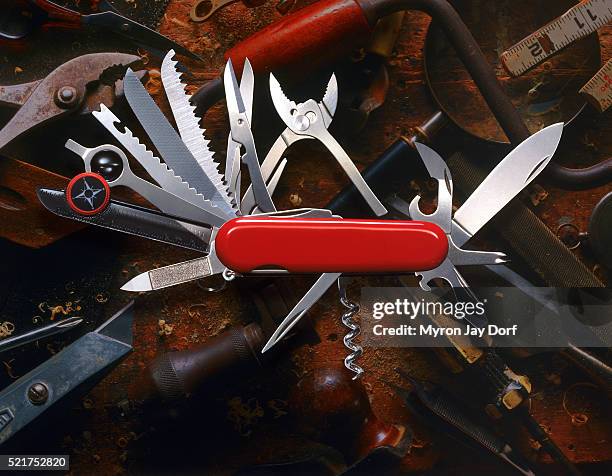 swiss army knife - coltellino svizzero foto e immagini stock