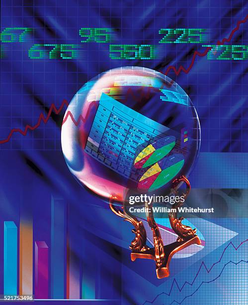 financial crystal ball - glass ball stock pictures, royalty-free photos & images