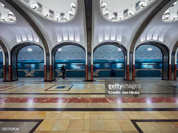 mayakovskaya metro station - moscow metro bildbanksfoton och bilder