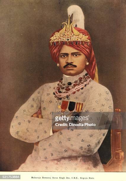 princes of india, maharaja ramanuj saran singh deo, c.b.e., sirguja state, madhya pradesh, india - maharadja stockfoto's en -beelden