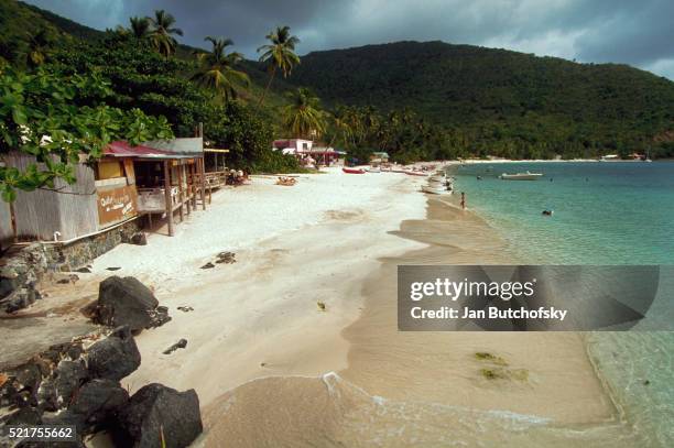 beach at cane garden bay - cane garden bay stock pictures, royalty-free photos & images