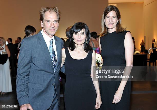 Actor Julian Sands, Evgenia Citkowitz and Erin Wright attend the LACMA 2016 Collectors Committee Gala on April 16, 2016 in Los Angeles, California.