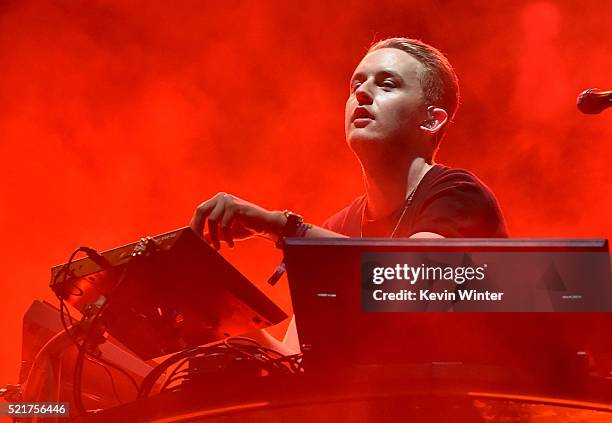 Recording artist Guy Lawrence of Disclosure performs onstage during day 2 of the 2016 Coachella Valley Music & Arts Festival Weekend 1 at the Empire...