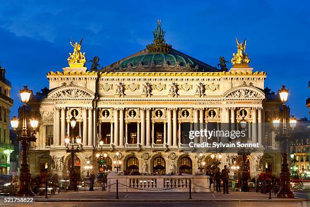 paris opera house at night - ópera de garnier fotografías e imágenes de stock