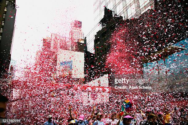 celebration in the city - parade new york stock-fotos und bilder