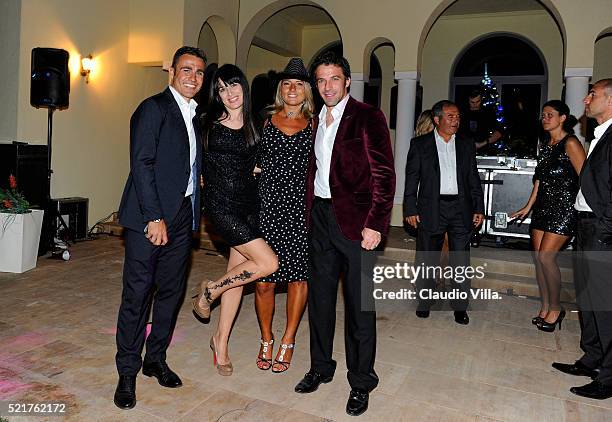 Fabio Cannavaro, Sonia Del Piero, Daniela Arenoso and Alessandro Del Piero attend New Year's Eve Party on December 31, 2011 in Dubai, United Arab...