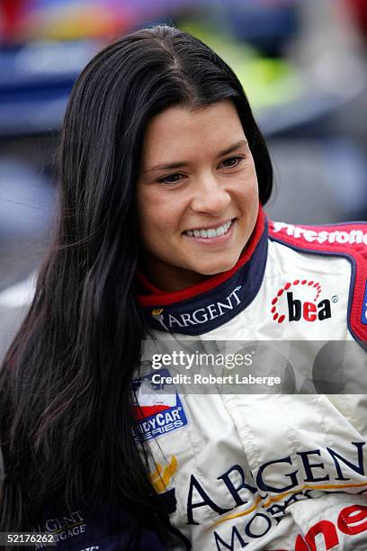 Danica Patrick, driver of the Rahal Letterman Racing Honda Panoz, waits in pit lane during the IRL IndyCar Series Open Test on February 10, 2005 at...