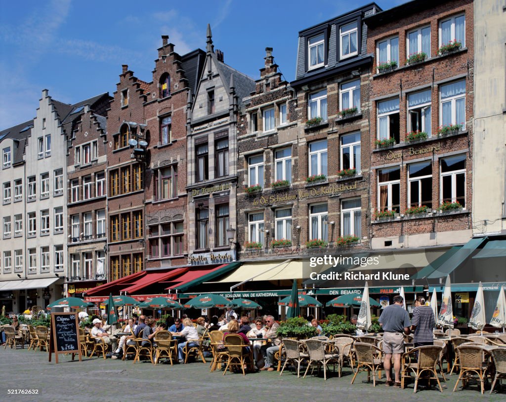 People Eating at Sidewalk Cafes