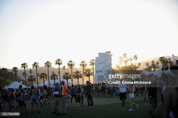 Music fans attend day 2 of the 2016 Coachella Valley Music & Arts Festival Weekend 1 at the Empire Polo Club on April 16, 2016 in Indio, California.