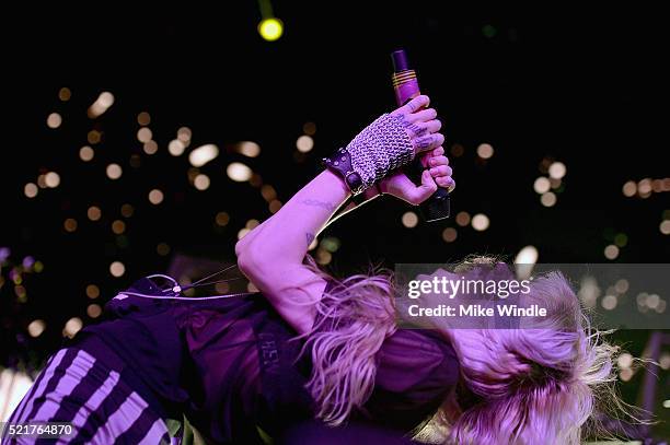 Singer-songwriter Grimes performs onstage during day 2 of the 2016 Coachella Valley Music & Arts Festival Weekend 1 at the Empire Polo Club on April...