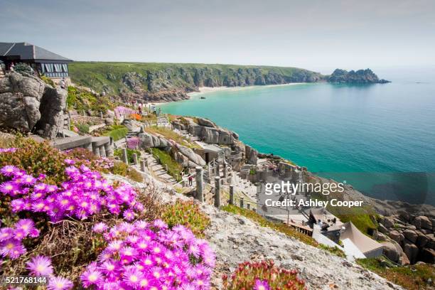 minack theatre at porthcurno in cornwall - minack theatre stock pictures, royalty-free photos & images