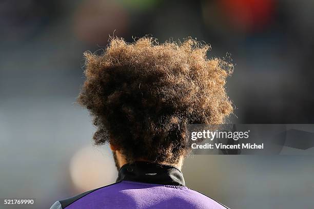 Martin Braithwaite of Toulouse during the French Ligue 1 between Lorient and Toulouse at Stade du Moustoir on April 16, 2016 in Lorient, France.
