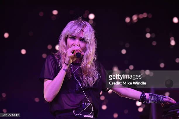 Musician Grimes performs onstage during day 2 of the 2016 Coachella Valley Music & Arts Festival Weekend 1 at the Empire Polo Club on April 16, 2016...