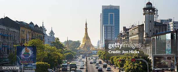 central yangon skyline - yangon stock-fotos und bilder