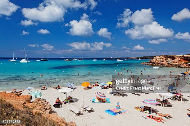 beach in cala saona, formentera, balearic islands, spain - formentera stock pictures, royalty-free photos & images