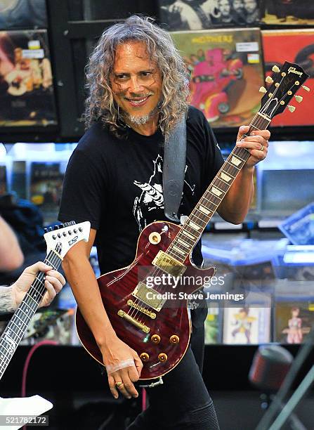 Kirk Hammett of Metallica performs on Record Store Day at Rasputin Music on April 16, 2016 in Berkeley, California.