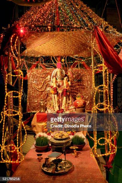 idol of maa amba navratri, jodhpur, rajasthan, india, asia - dandiya stock pictures, royalty-free photos & images