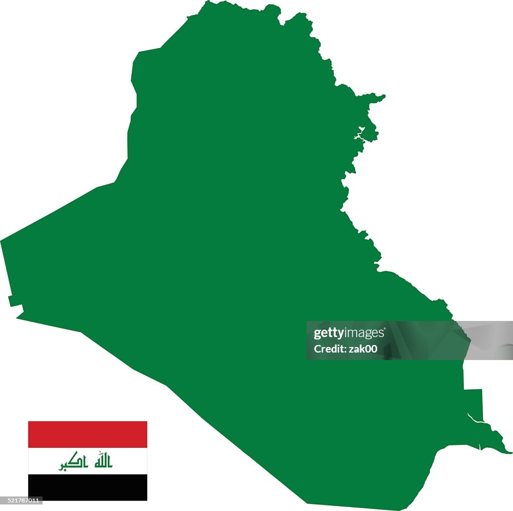 Iraq Map silhouette with Flag