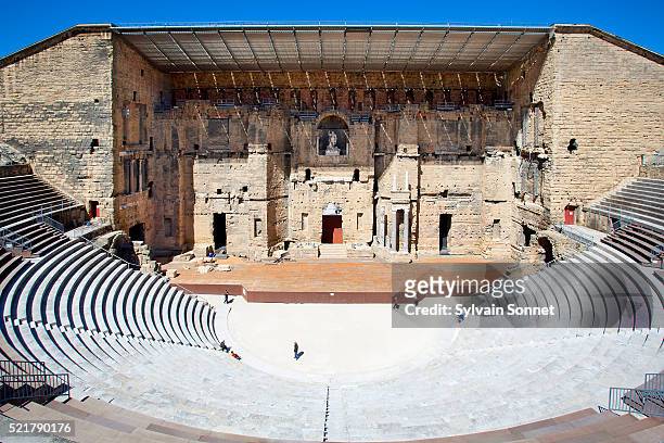roman theater in orange, france - amphitheater stock pictures, royalty-free photos & images