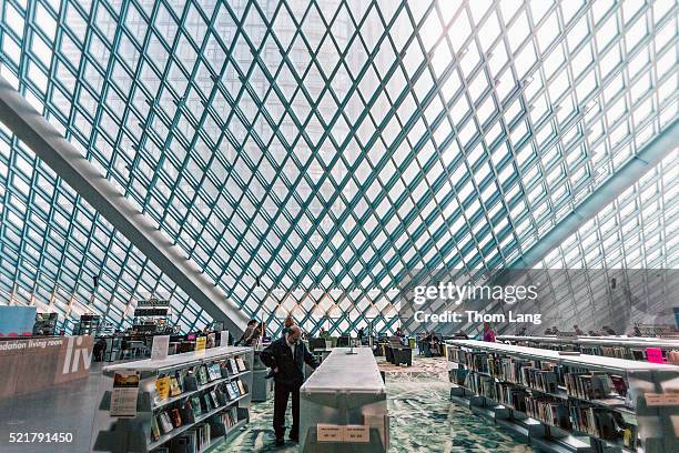 interior view of the seattle central library - seattle public library stock pictures, royalty-free photos & images