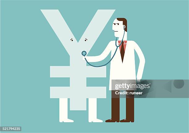 stockillustraties, clipart, cartoons en iconen met financial health (yen) | new business concept - poliklinische zorg