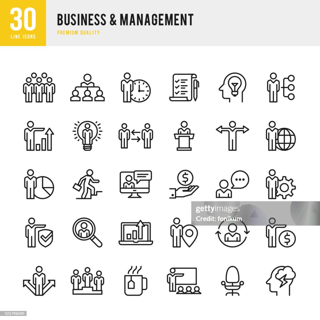 Business & Management - Thin Line Icon Set