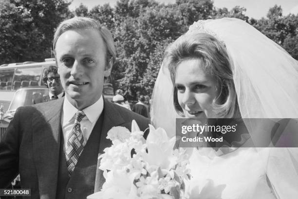 Camilla Shand marries Major Andrew Parker-Bowles at the Guards Chapel, Wellington Barracks, 4th July 1973.